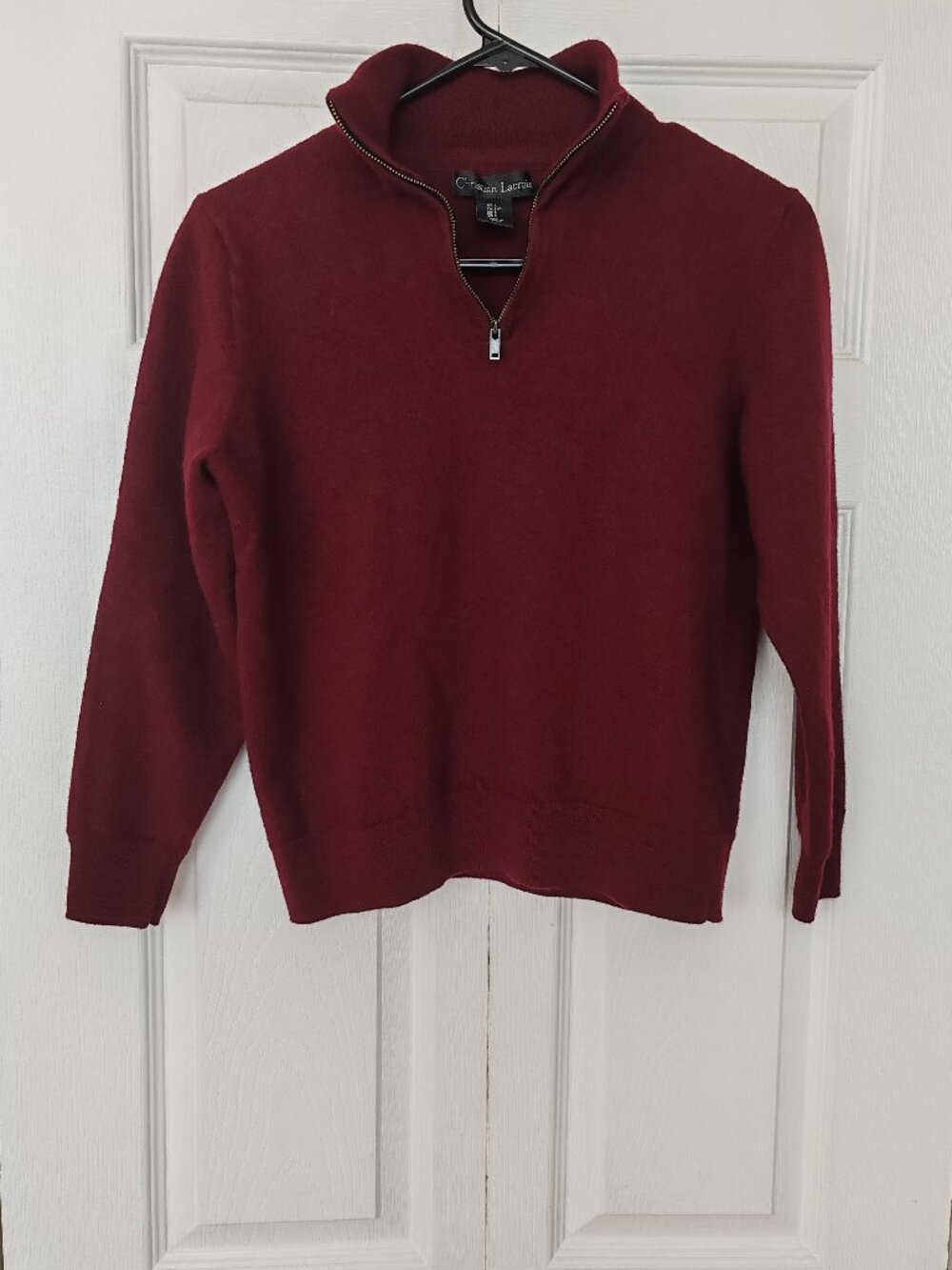 Christian Lacroix Extra Fine Merino Wool 1/4 Zip Sweater Burgundy L